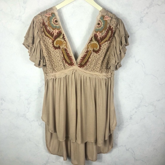 [Free People] Tan Fiesta Nueva Tunic - Picture 2 of 8